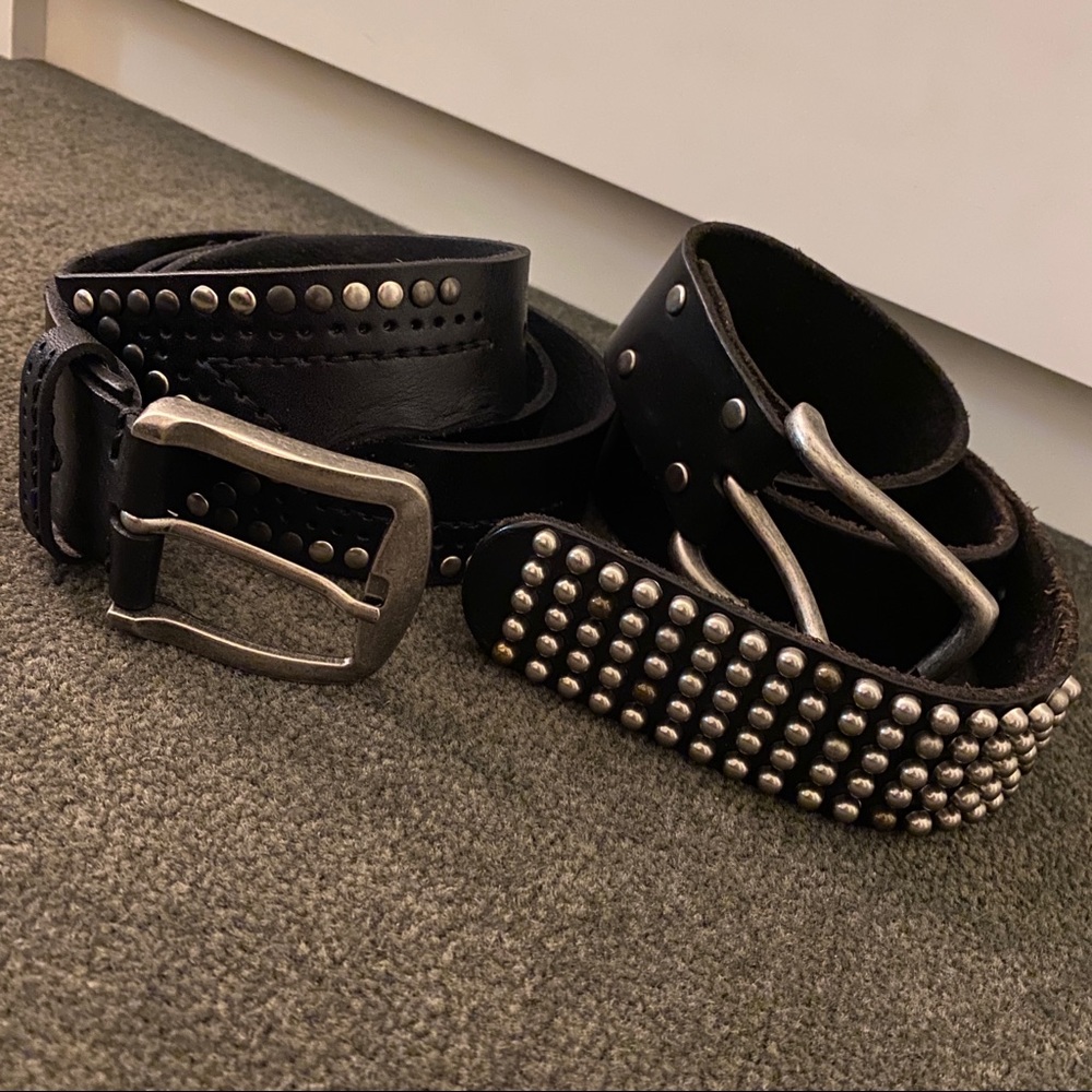 2 men’s studded leather belts